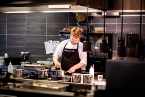 Chef preparing his dishes